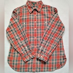 Ralph Lauren LRL Lauren Jeans Co women's flannel shirt Cotton Plaid Size Large
